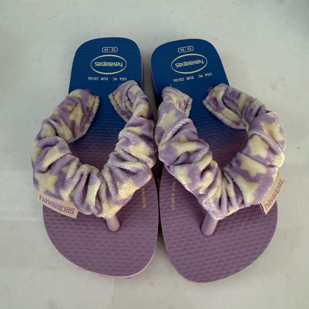 Havaianas Kids Purple and Cream Scrunchie Strap Flip Flops